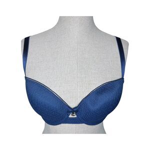 NWT Chantelle C Graphique Demi T-Shirt Bra sz 32DD * Blue Scallop Trim Floral